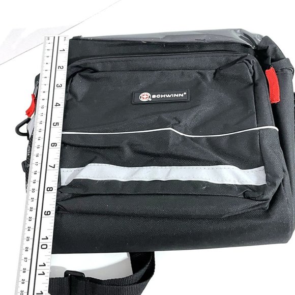 Schwinn Bike Handlebar Pannier Black Hard Plastic Lined Reflective New - Picture 6 of 7